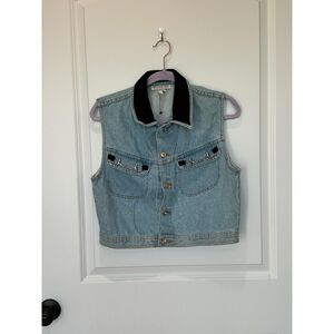 Accessory Lady Vintage Denim Vest Equestrian Horse Bit Detail Size Large
